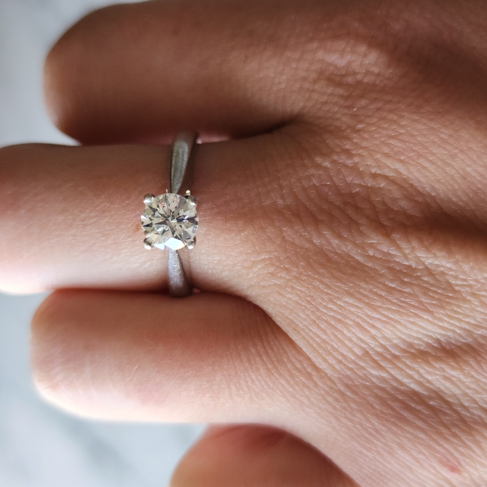 Hearts and Arrows Round Brilliant Cut Diamond Ring